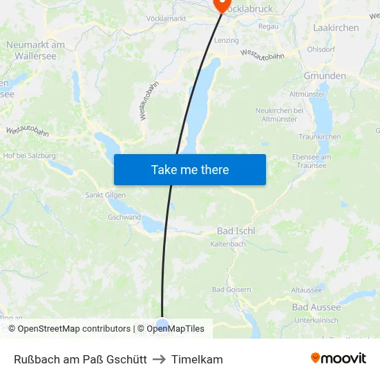 Rußbach am Paß Gschütt to Timelkam map