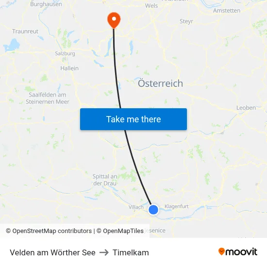 Velden am Wörther See to Timelkam map