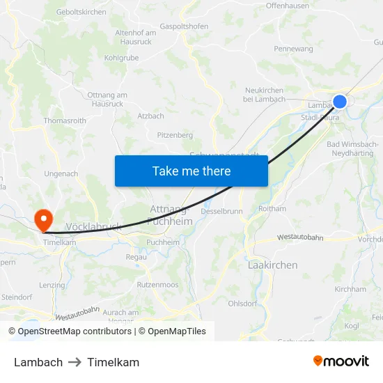 Lambach to Timelkam map