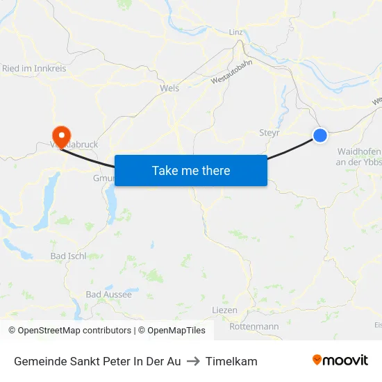 Gemeinde Sankt Peter In Der Au to Timelkam map
