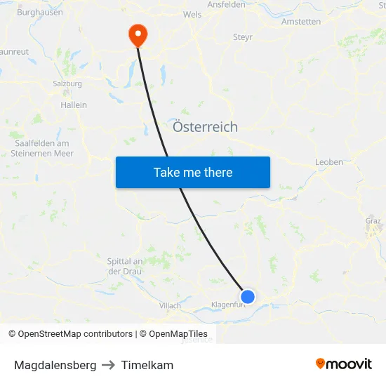 Magdalensberg to Timelkam map