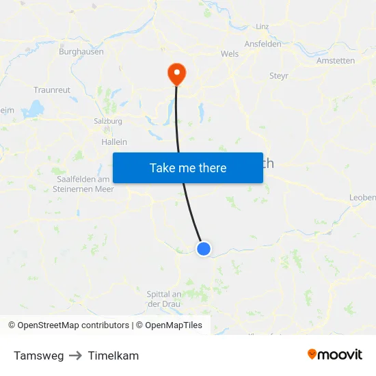 Tamsweg to Timelkam map