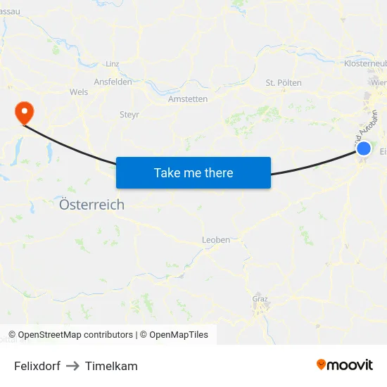 Felixdorf to Timelkam map