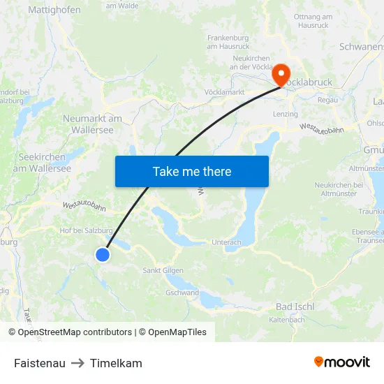 Faistenau to Timelkam map