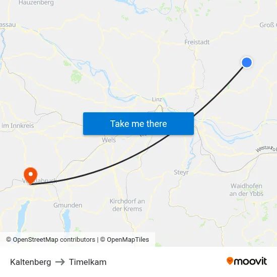 Kaltenberg to Timelkam map