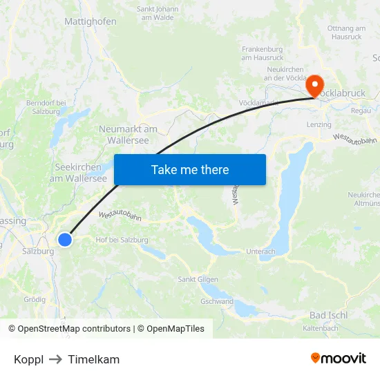 Koppl to Timelkam map