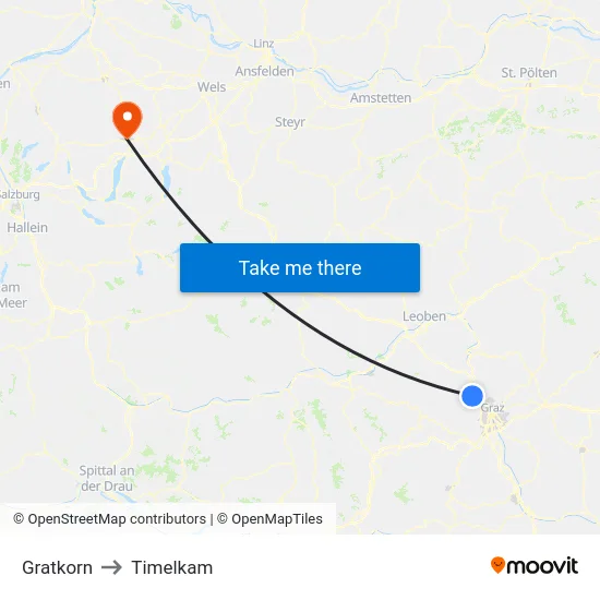 Gratkorn to Timelkam map