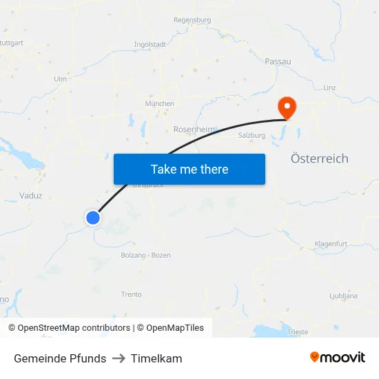Gemeinde Pfunds to Timelkam map