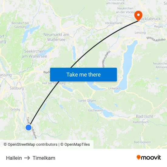 Hallein to Timelkam map