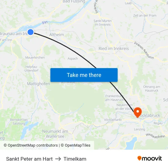 Sankt Peter am Hart to Timelkam map
