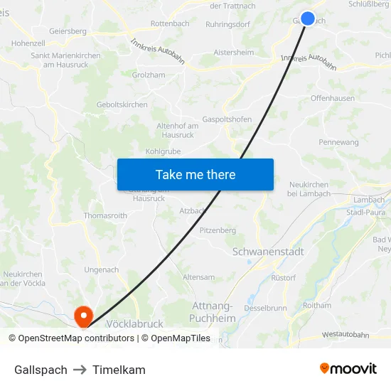 Gallspach to Timelkam map