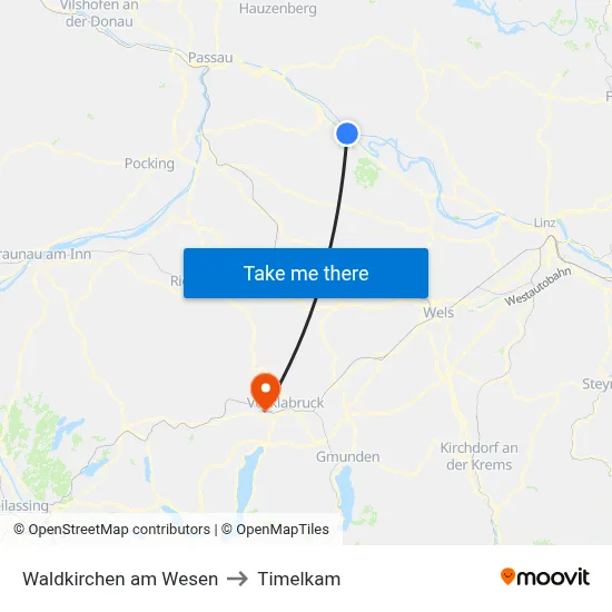 Waldkirchen am Wesen to Timelkam map