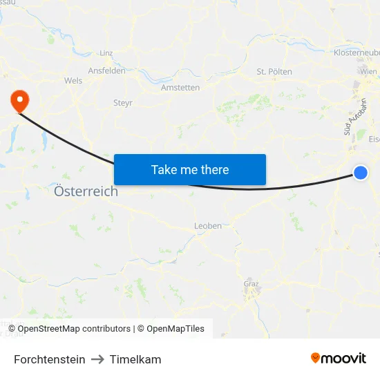 Forchtenstein to Timelkam map