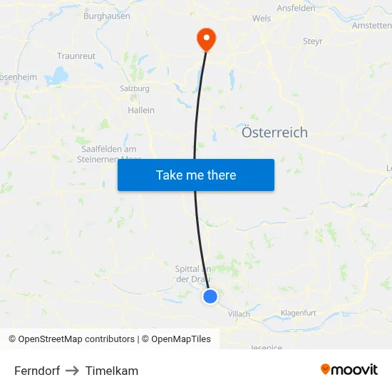 Ferndorf to Timelkam map