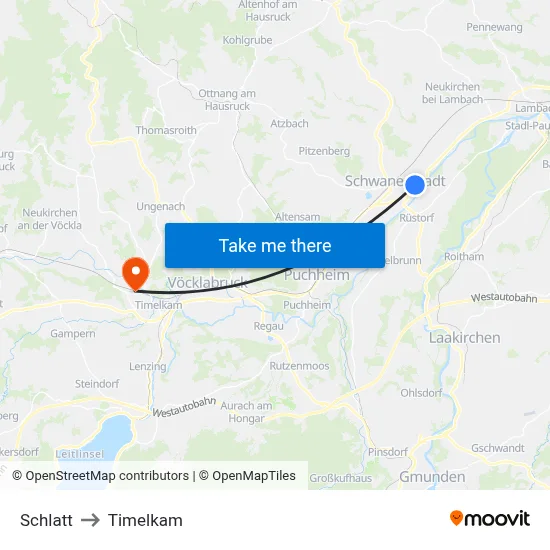Schlatt to Timelkam map
