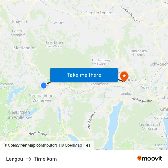 Lengau to Timelkam map