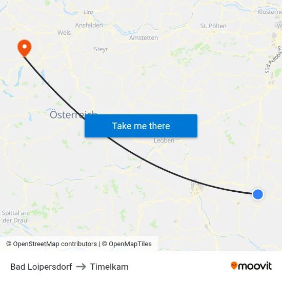 Bad Loipersdorf to Timelkam map