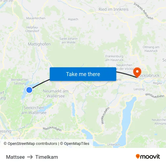 Mattsee to Timelkam map