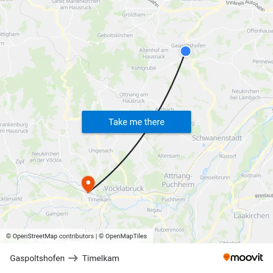 Gaspoltshofen to Timelkam map