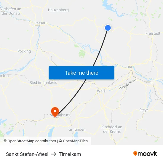 Sankt Stefan-Afiesl to Timelkam map