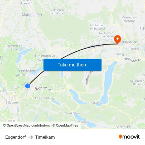 Eugendorf to Timelkam map