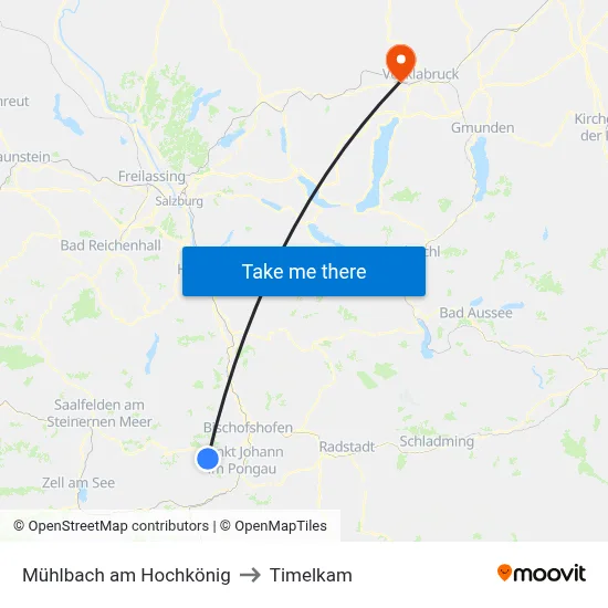Mühlbach am Hochkönig to Timelkam map