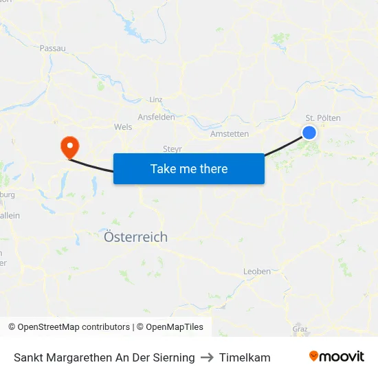 Sankt Margarethen An Der Sierning to Timelkam map