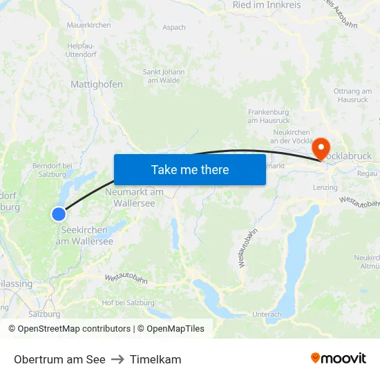 Obertrum am See to Timelkam map