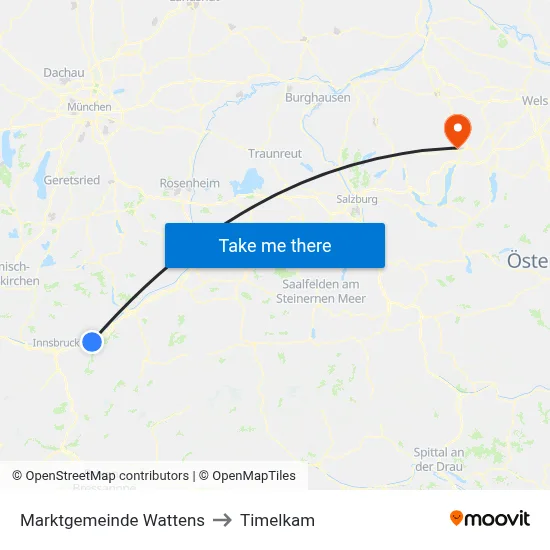 Marktgemeinde Wattens to Timelkam map