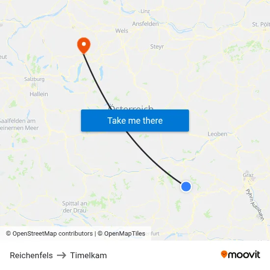 Reichenfels to Timelkam map