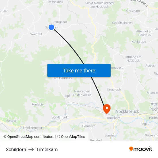 Schildorn to Timelkam map