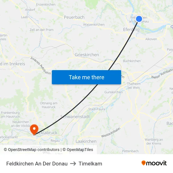 Feldkirchen An Der Donau to Timelkam map