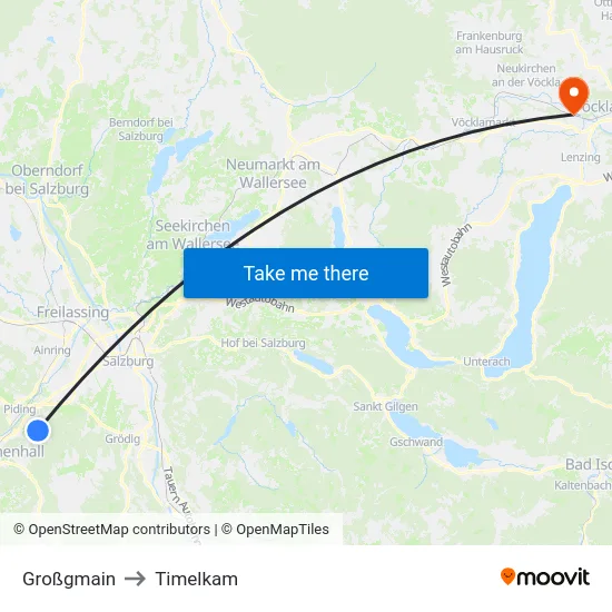 Großgmain to Timelkam map