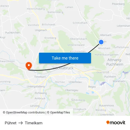 Pühret to Timelkam map