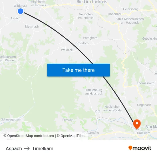 Aspach to Timelkam map