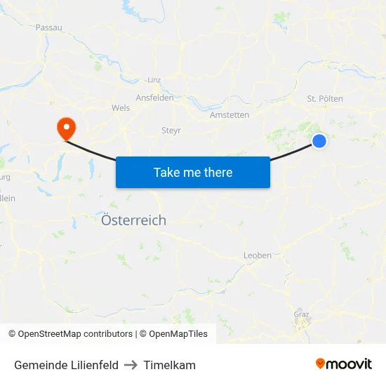 Gemeinde Lilienfeld to Timelkam map