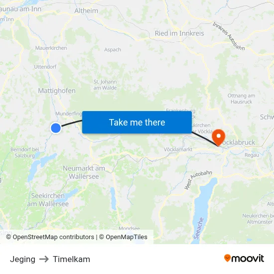 Jeging to Timelkam map