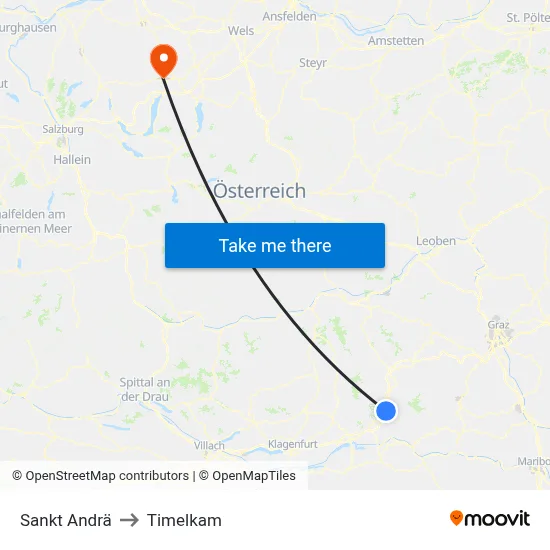 Sankt Andrä to Timelkam map