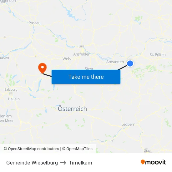 Gemeinde Wieselburg to Timelkam map