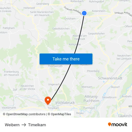 Weibern to Timelkam map