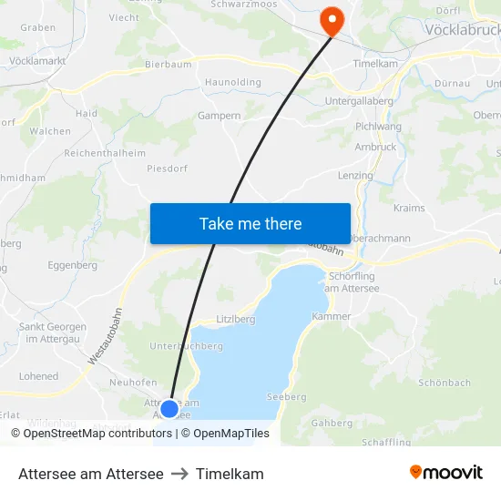 Attersee am Attersee to Timelkam map