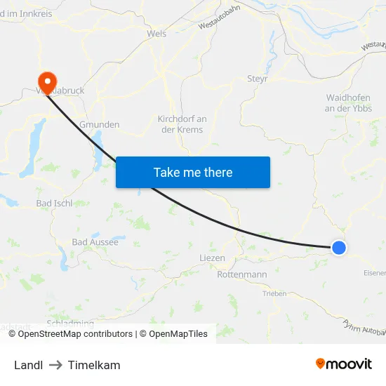 Landl to Timelkam map
