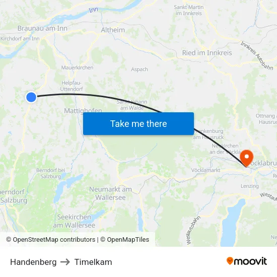 Handenberg to Timelkam map