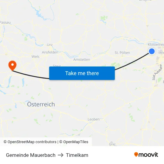 Gemeinde Mauerbach to Timelkam map
