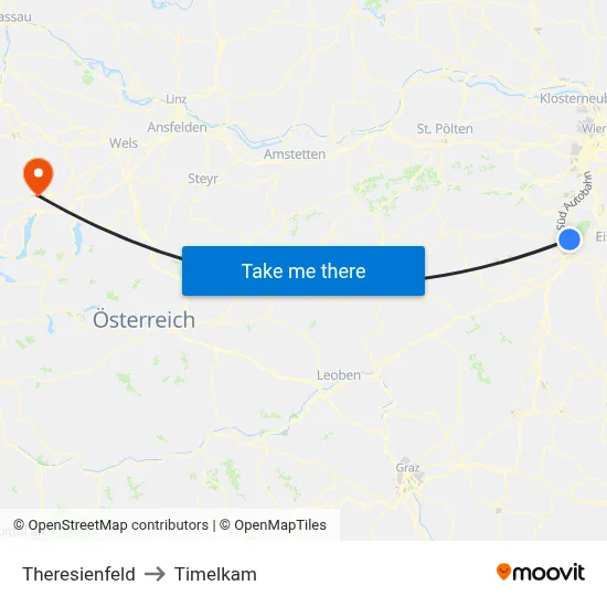 Theresienfeld to Timelkam map