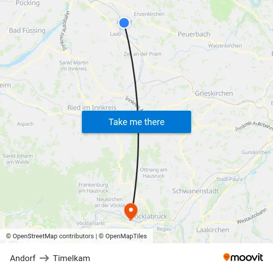 Andorf to Timelkam map