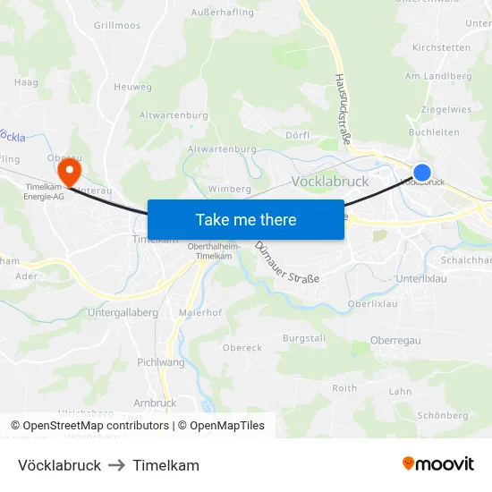 Vöcklabruck to Timelkam map