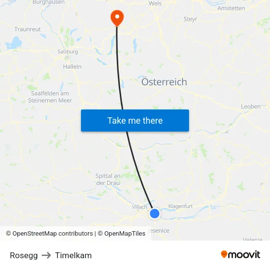 Rosegg to Timelkam map