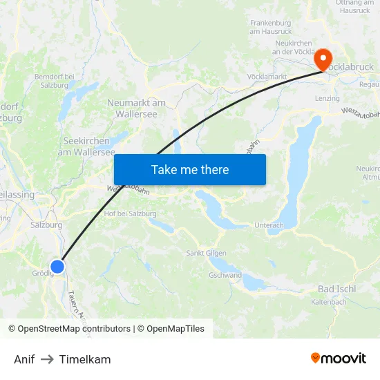 Anif to Timelkam map