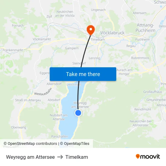 Weyregg am Attersee to Timelkam map